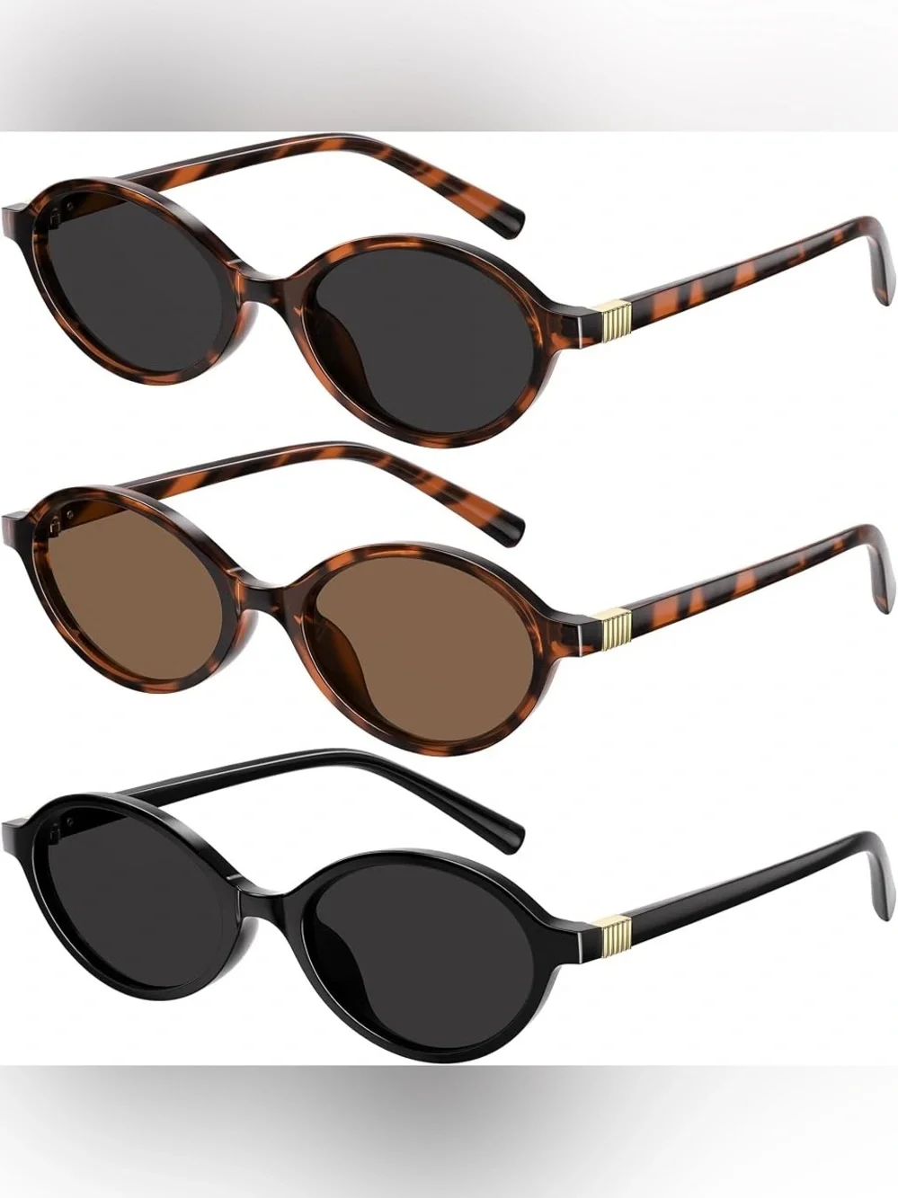 Classic Oval Tortoiseshell Sunglasses - Brown/Black Lenses